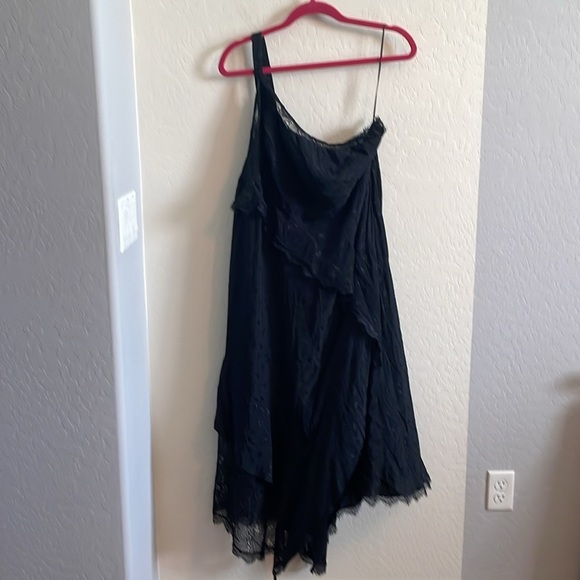 Anthropologie One Shoulder Asymmetrical Lace Midi Dress - Picture 2 of 6